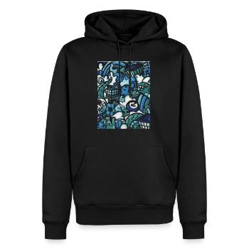 Blaues Kunst-Gekritzel - Männer Premium Bio Hoodie - Schwarz - Vorne - Nico (187cm)