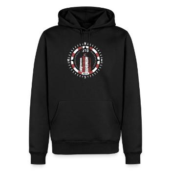 UTÖ LEUCHTTURM Kompass - Textilien und Geschenke - Männer Premium Bio Hoodie - Schwarz - Vorne - Nico (187cm)