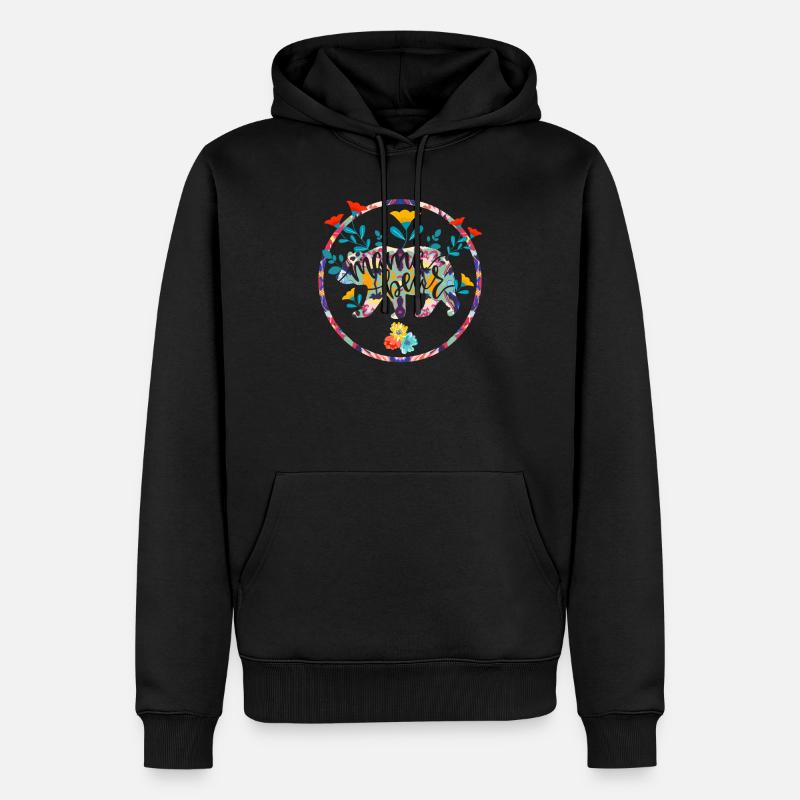 Mama Bear Floral - Sweat à capuche Premium bio Homme - noir