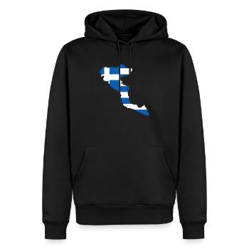 Korfu - Männer Premium Bio Hoodie - Schwarz - Vorne - Nico (187cm)