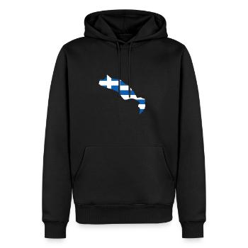Kos - Männer Premium Bio Hoodie - Schwarz - Vorne - Nico (187cm)