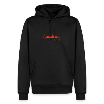 Fulda heartbeat - Männer Premium Bio Hoodie - Schwarz - Vorne - Nico (187cm)