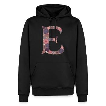 Blumenbuchstabe E - Männer Premium Bio Hoodie - Schwarz - Vorne - Nico (187cm)