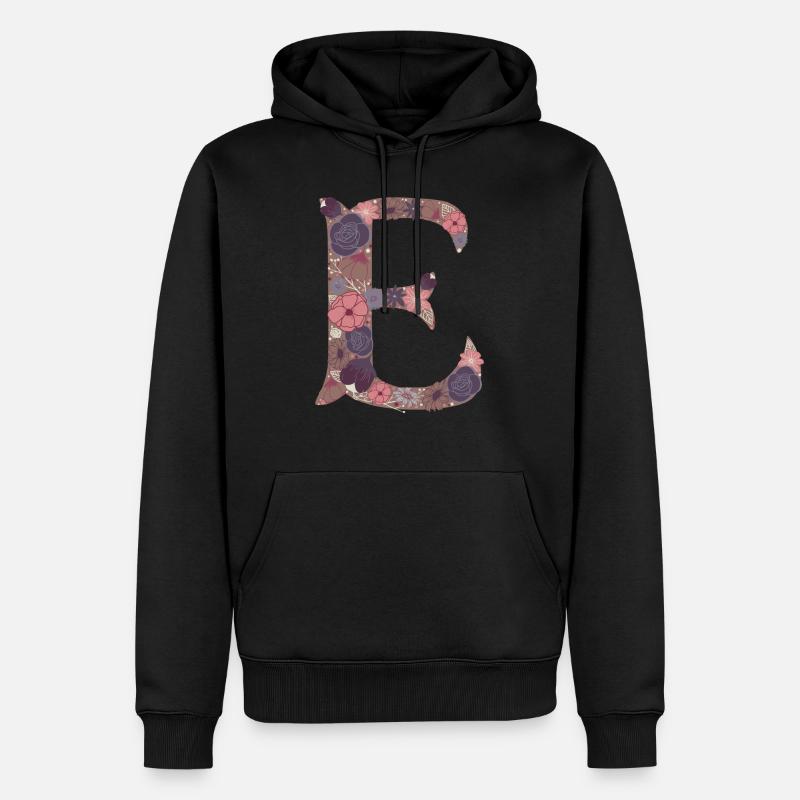 Blumenbuchstabe E - Männer Premium Bio Hoodie - Schwarz