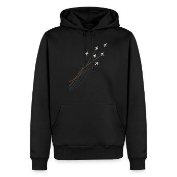 Arc-en-ciel Avions pilotes - Sweat à capuche Premium bio Homme - noir - Devant - Nico (187cm)
