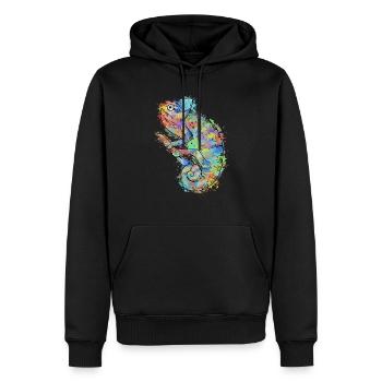 Chamäleon Chameleon Buntes Reptil - Männer Premium Bio Hoodie - Schwarz - Vorne - Nico (187cm)