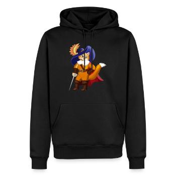 Chaton en bottes - Sweat à capuche Premium bio Homme - noir - Devant - Nico (187cm)