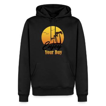 thème des fêtes merci pour votre journée - Sweat à capuche Premium bio Homme - noir - Devant - Nico (187cm)