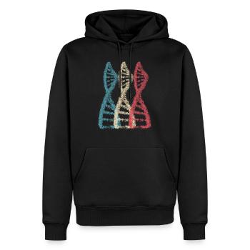 Science Biologie type ADN Génétique Motif 1 - Sweat à capuche Premium bio Homme - noir - Devant - Nico (187cm)