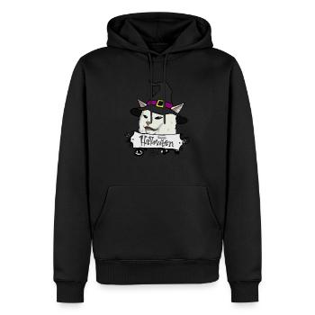 happy hallowen cat white - Men’s Premium Organic Hoodie - black - Front - Nico (187cm)