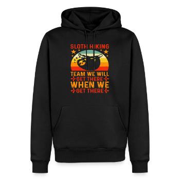 Sloth Hiking Team we will get there when we get... - Men’s Premium Organic Hoodie - black - Front - Nico (187cm)