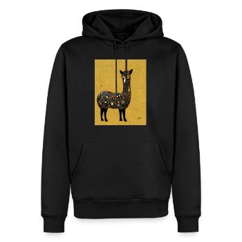 Lama Gemälde Gold - Männer Premium Bio Hoodie - Schwarz - Vorne - Nico (187cm)
