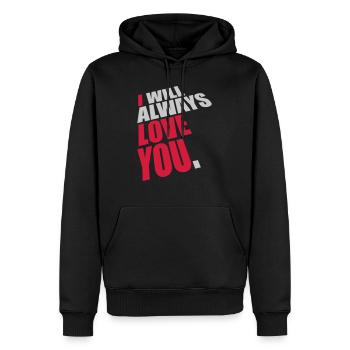 I will always love - Men’s Premium Organic Hoodie - black - Front - Nico (187cm)