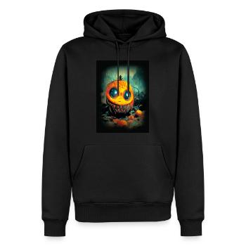 Halloweenkürbis mit großen Kulleraugen - Männer Premium Bio Hoodie - Schwarz - Vorne - Nico (187cm)