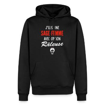 je suis une sage-femme - Sweat à capuche Premium bio Homme - noir - Devant - Nico (187cm)
