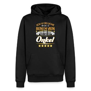 Onkel Spruch - Männer Premium Bio Hoodie - Schwarz - Vorne - Nico (187cm)