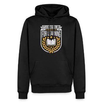 beautiful day for learning - Men’s Premium Organic Hoodie - black - Front - Nico (187cm)