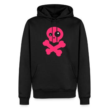 Pink skull with bone - Men’s Premium Organic Hoodie - black - Front - Nico (187cm)