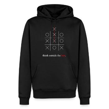 Denken Sie über den Tellerrand hinaus - Männer Premium Bio Hoodie - Schwarz - Vorne - Nico (187cm)