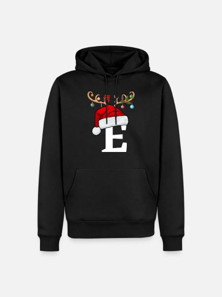 Letter E Christmas hat - Men’s Premium Organic Hoodie - black