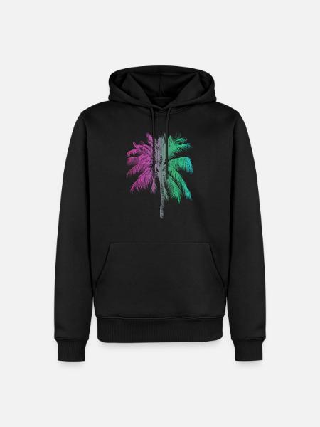 Tropischer Regenbogen Palmen Strand Sonne - Männer Premium Bio Hoodie - Schwarz