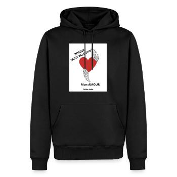 Bonne Saint Valentin mon Amour - Sweat à capuche Premium bio Homme - noir - Devant - Nico (187cm)