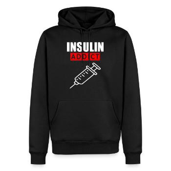 Logo d’un toxicomane à l’insuline - Sweat à capuche Premium bio Homme - noir - Devant - Nico (187cm)