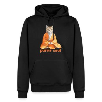 Purrrr Soul - Cat meditating - Men’s Premium Organic Hoodie - black - Front - Nico (187cm)