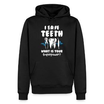 I save teeth What is your superpower Dentist - Männer Premium Bio Hoodie - Schwarz - Vorne - Nico (187cm)