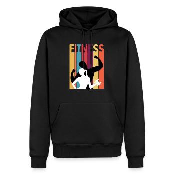 Amateur de fitness - Sweat à capuche Premium bio Homme - noir - Devant - Nico (187cm)