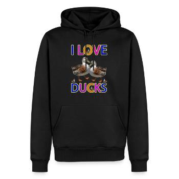 Amour de canard - Sweat à capuche Premium bio Homme - noir - Devant - Nico (187cm)