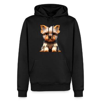 Chien propriétaire du chien Yorkshire Terrier chiot - Sweat à capuche Premium bio Homme - noir - Devant - Nico (187cm)