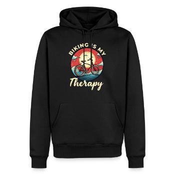 Biking is My Therapy Bicycle, Bike, Cycling, Biker - Men’s Premium Organic Hoodie - black - Front - Nico (187cm)