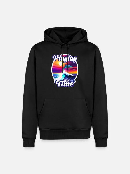 Dolphin and wave - Men’s Premium Organic Hoodie - black