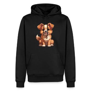 Chibi-Hund - Männer Premium Bio Hoodie - Schwarz - Vorne - Nico (187cm)