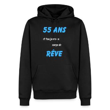 55 ans et toujours un corps de rêve - Sweat à capuche Premium bio Homme - noir - Devant - Nico (187cm)