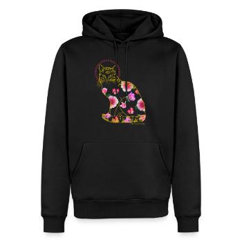 Vintage Cat- Vintage Katze - Männer Premium Bio Hoodie - Schwarz - Vorne - Nico (187cm)