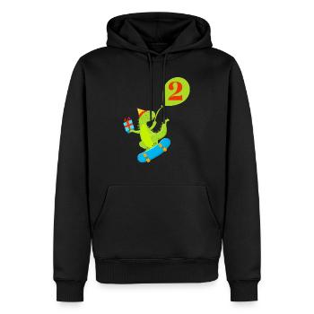 2. Geburtstag Niedlicher Dinosaurier - Männer Premium Bio Hoodie - Schwarz - Vorne - Nico (187cm)