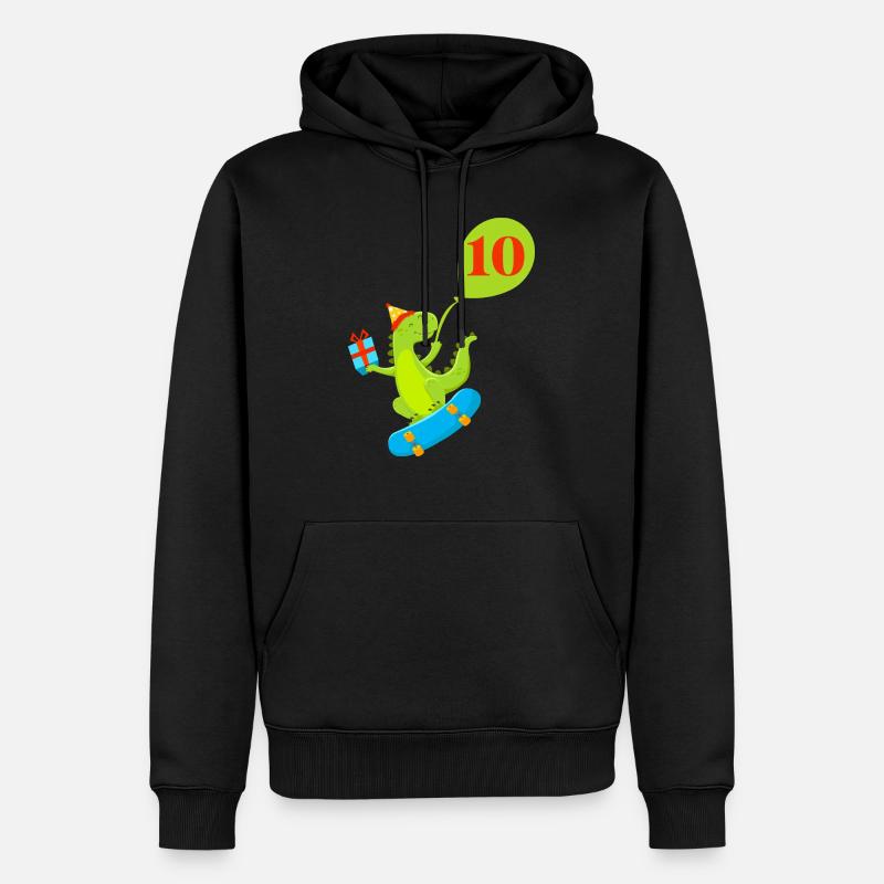 10e anniversaire dinosaure mignon - Sweat à capuche Premium bio Homme - noir