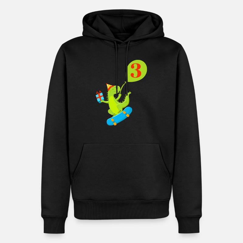 3e anniversaire dinosaure mignon - Sweat à capuche Premium bio Homme - noir