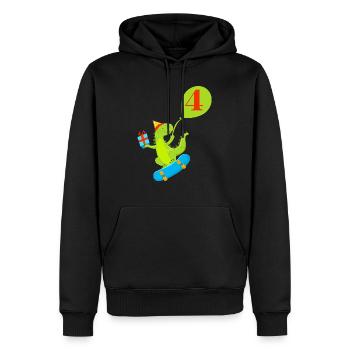 4. Geburtstag Niedlicher Dinosaurier - Männer Premium Bio Hoodie - Schwarz - Vorne - Nico (187cm)