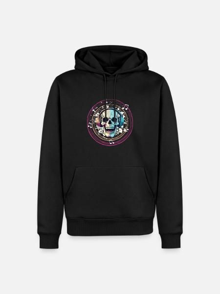Music Skull - Männer Premium Bio Hoodie - Schwarz