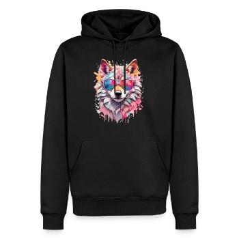 wolf cool sonnenbrille bunt - Männer Premium Bio Hoodie - Schwarz - Vorne - Nico (187cm)