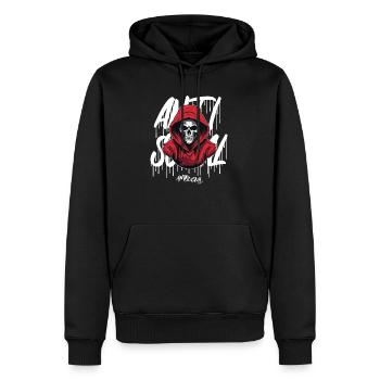 Anti Social Skull in Hoodie I W - Männer Premium Bio Hoodie - Schwarz - Vorne - Nico (187cm)