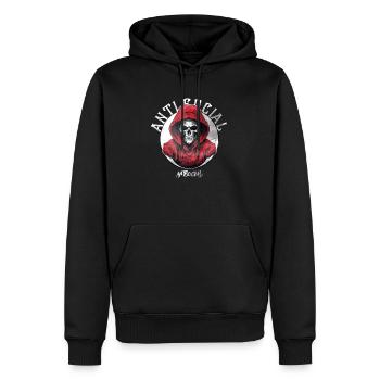 Anti Social Skull Logo Graffiti avec la conception de gouttes - Sweat à capuche Premium bio Homme - noir - Devant - Nico (187cm)