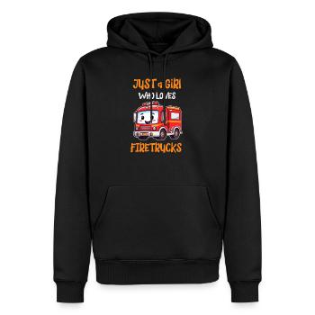 Juste une fille qui aime les camions de pompiers - Brigade de pompiers mignonne - Sweat à capuche Premium bio Homme - noir - Devant - Nico (187cm)