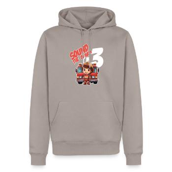 Kids Firefighter 3 Year Old Birthday Boy Theme - Männer Premium Bio Hoodie - Taupe - Vorne - Nico (187cm)