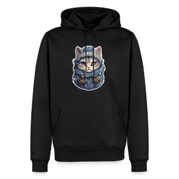 Winterkatze - Männer Premium Bio Hoodie - Schwarz - Vorne - Nico (187cm)