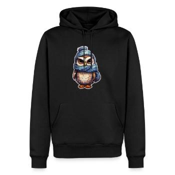 Winter süsse Eule - Männer Premium Bio Hoodie - Schwarz - Vorne - Nico (187cm)