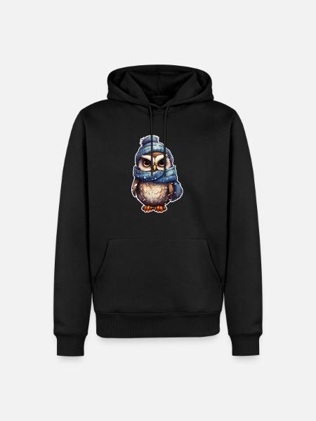 Winter Cute Owl - Men’s Premium Organic Hoodie - black